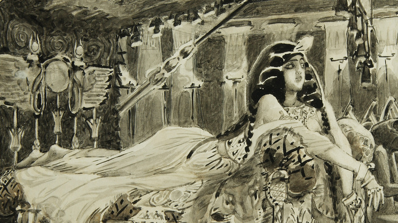 Cleopatra on bed illustration