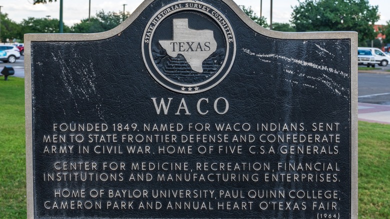 Waco, Texas historical sign