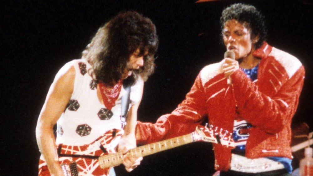 Michael Jackson performs with Eddie Van Halen
