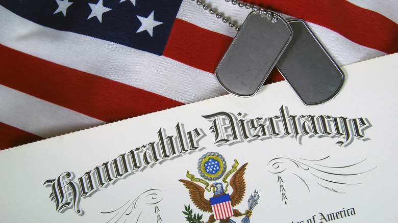 Honorable discharge papers and dogtags