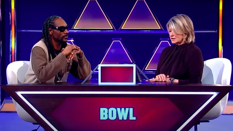 Snoop Dogg and Martha Stewart, seated, speaking