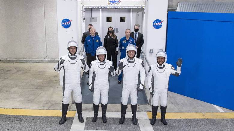 spacex crew posing