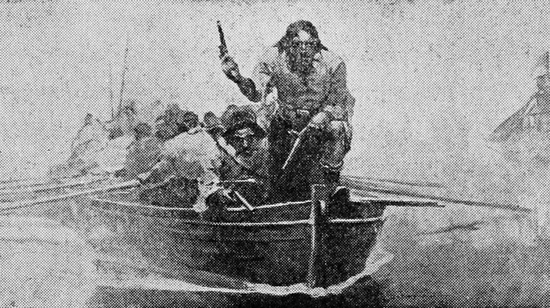 blackbeard in longboat
