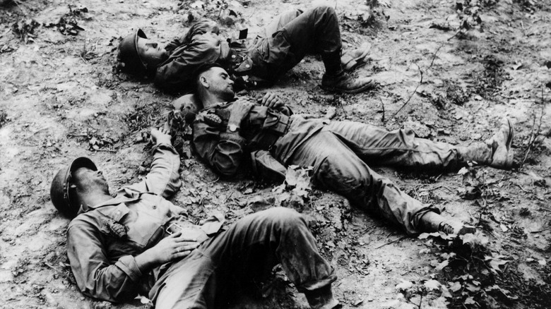 U.S. soldiers resting during the Korean War
