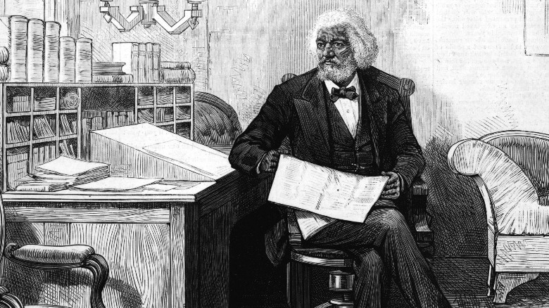 Drawing of Frederick Douglass sitting