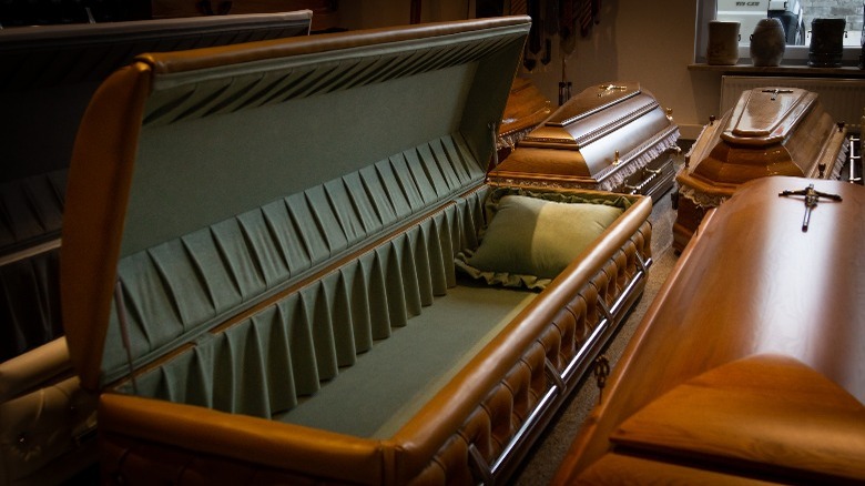 An open coffin