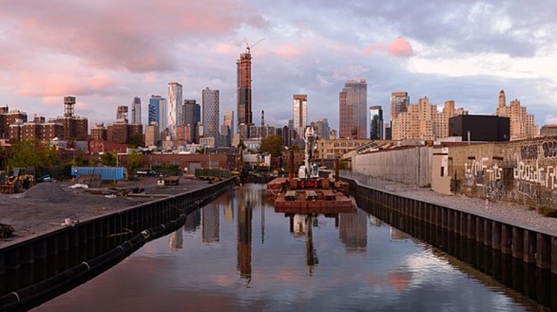skyline of Gowanus Canal Brooklyn New York