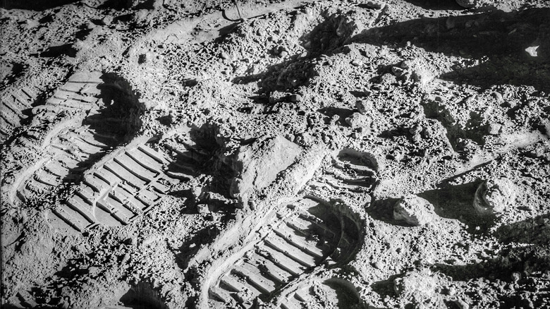 Footprints in lunar soil
