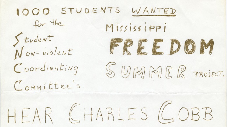 Flyer seeking volunteers for Freedom Summer