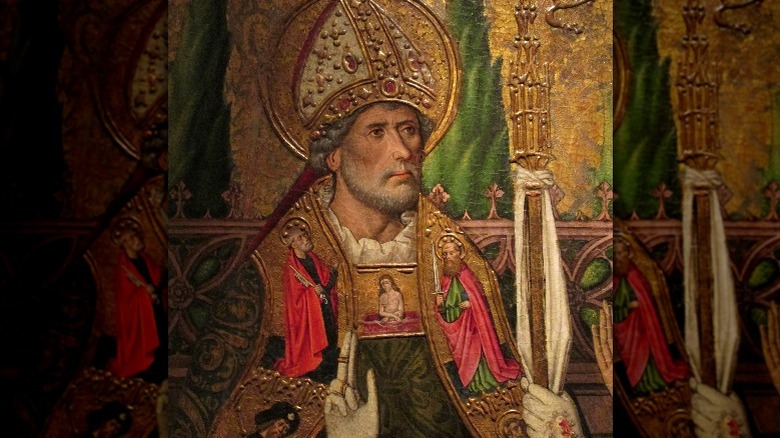  Painting of Saint Augustine by Tomás Giner, year 1458, tempera on panel Diocesan Museum of Zaragoza, Aragon, Spain