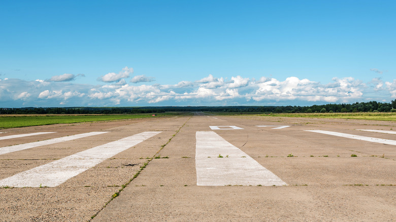 airfield runway blue sky