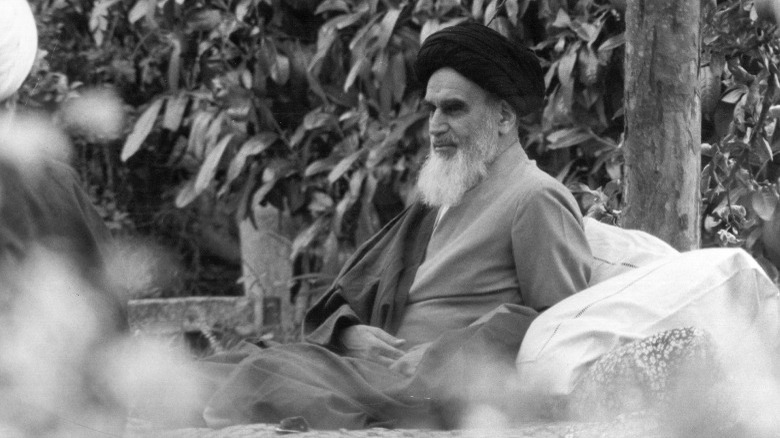 Khomeini sitting down