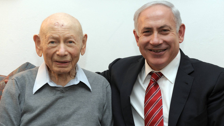 Benjamin Netanyahu sitting with his father
