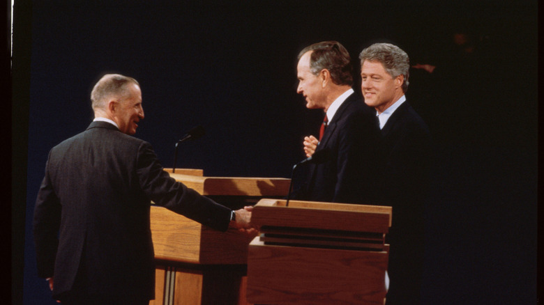 Clinton, Bush Sr., and Ross Perot at a debate