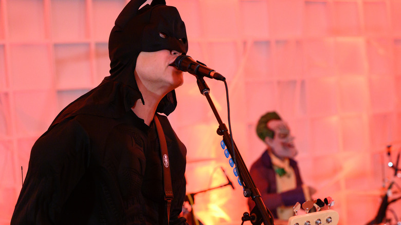 Blink-182 performing in costumes