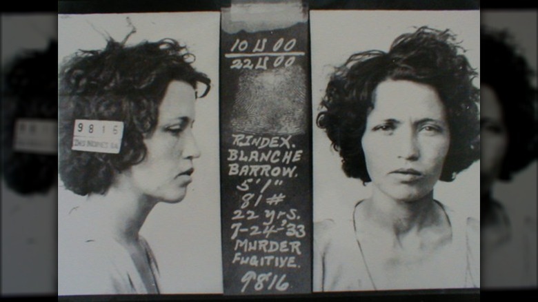 Mug shot of Blanche Barrow after her capture at Dexfield Park, IA, 7/27/33