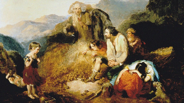 Painting of family during potato famine