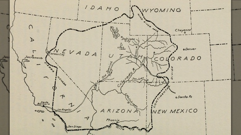 Map of proposed Deseret state over US states