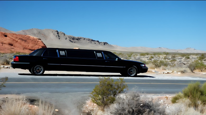 Limo driving in Nevada desert