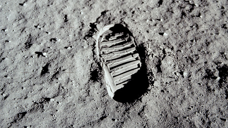Buzz Aldrin's boot print on the moon