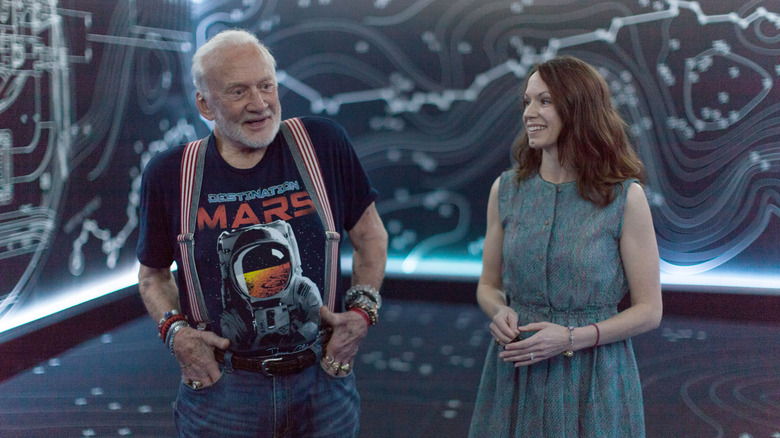 Buzz Aldrin speaking at a preview of NASA's Destination: Mars experience