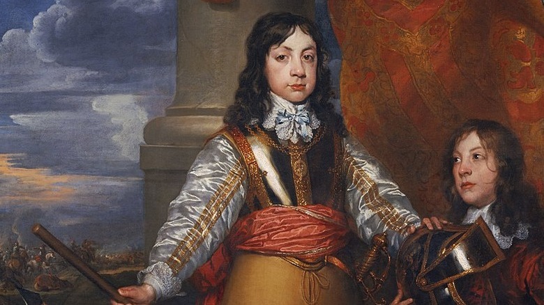 A young Charles II poses in armor for a portrait