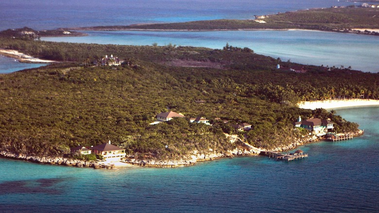 Musha Cay island aerial view 