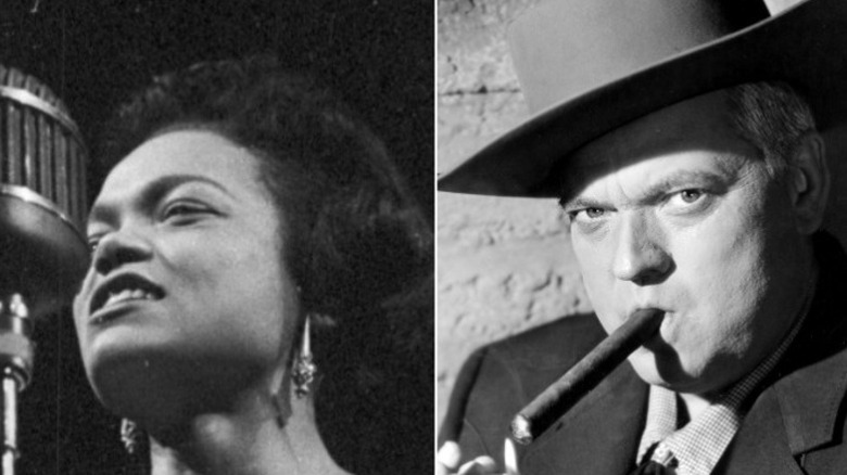 Earth Kitt singing; Orson Welles lighting a cigar 