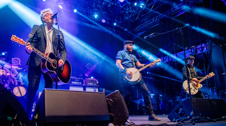 Flogging Molly playing live blue lights