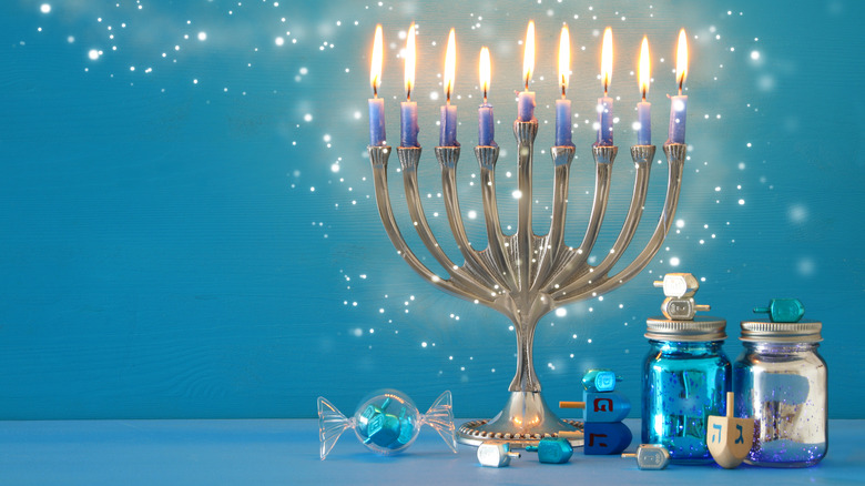 Menorah and other Hanukkah items