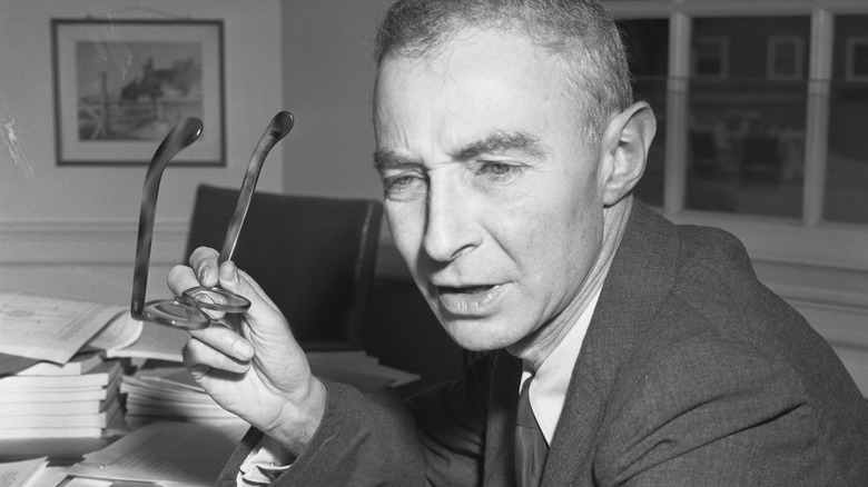 J. Robert Oppenheimer looking upset
