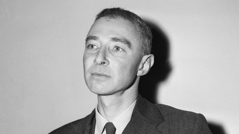 J. Robert Oppenheimer looking serious