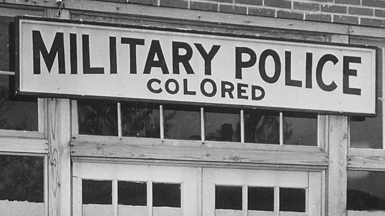 Sign demonstrating military segregation in WWII