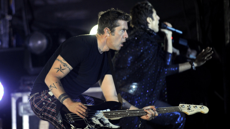 Jane's Addiction's Eric Avery and Perry Farrell performing together on stage