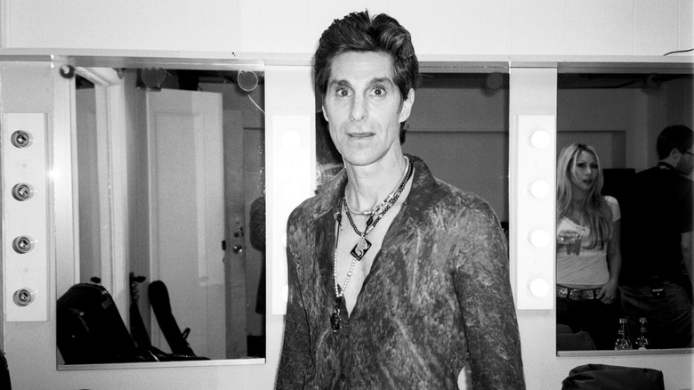 Black and white photo of Perry Farrell, lead singer of Jane's Addiction 