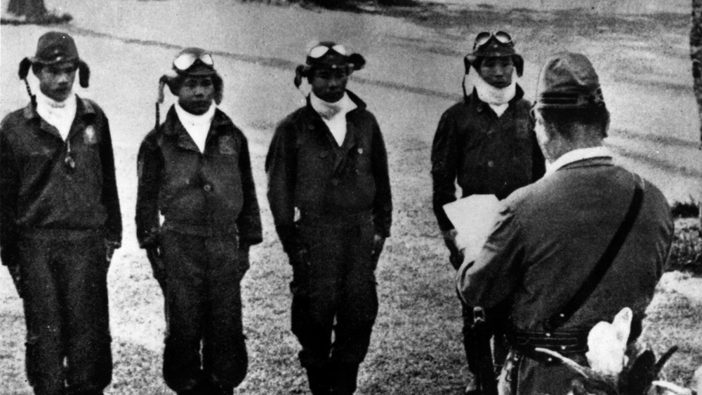 kamikaze pilots standing in line