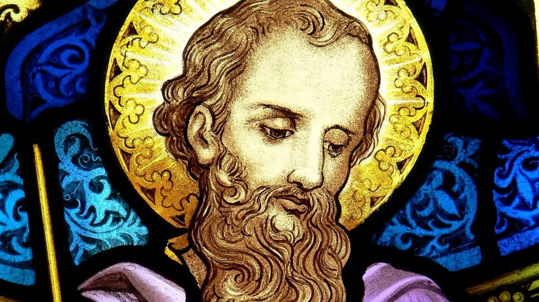 Stained glass image of St. James
