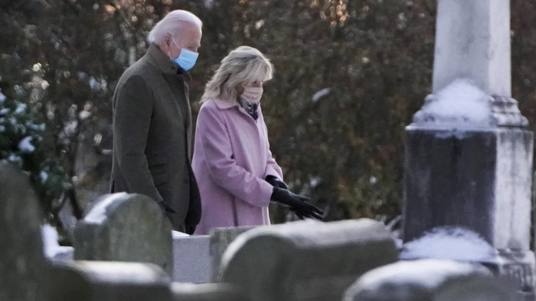 Joe and Jill Biden at graveyard