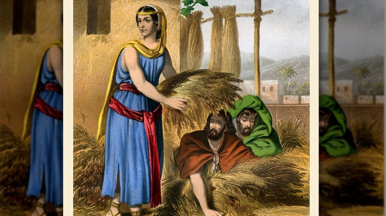 Rahab covering the spies with flax