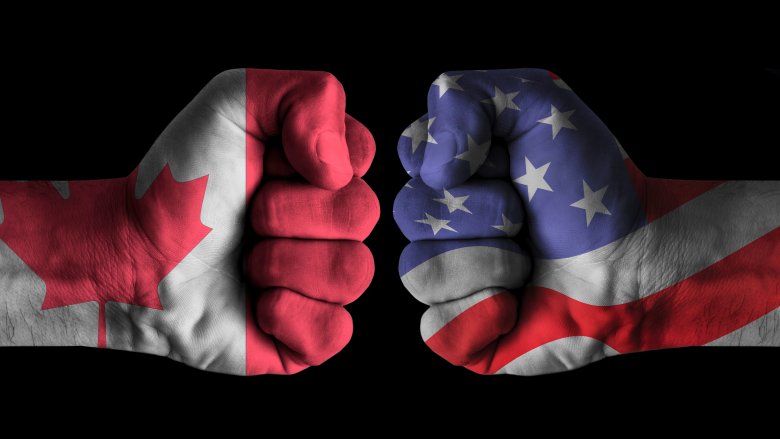Canadian and American fists
