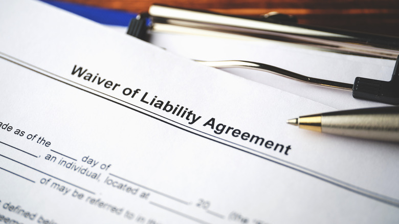 Waiver of liability agreement document
