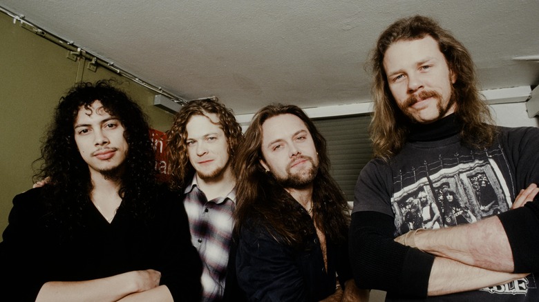 Members of Metallica with long hair