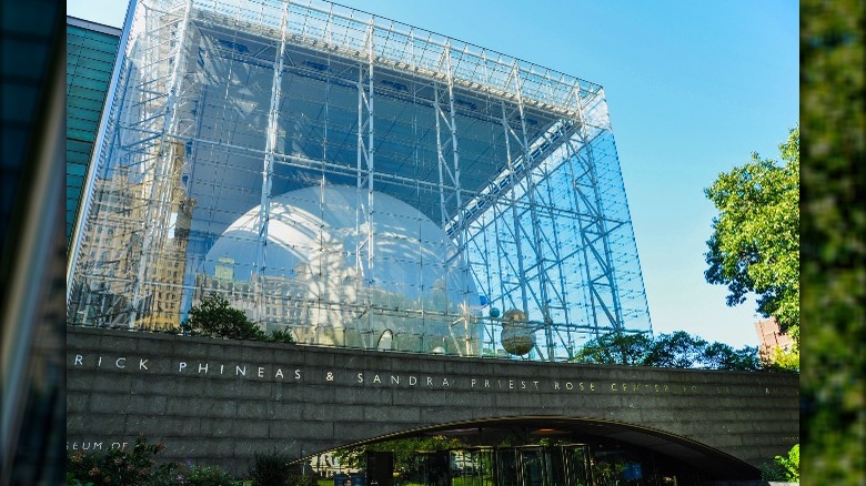 The Hayden Planetarium under blue sky