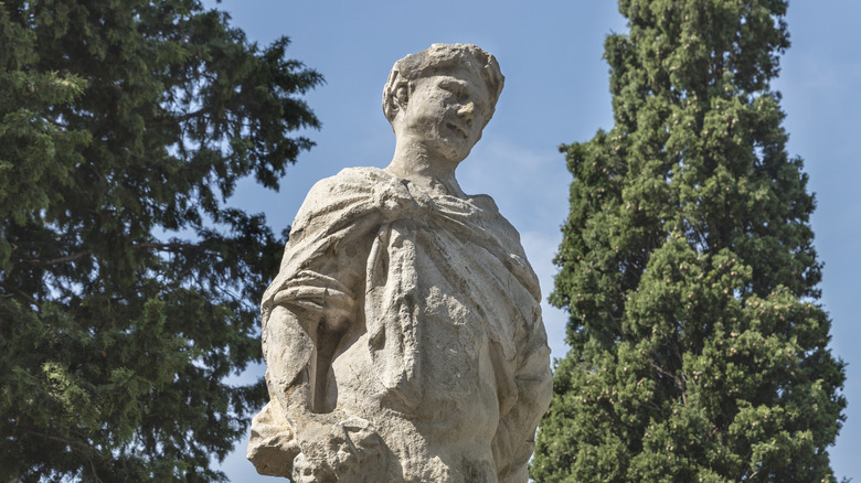 Statue of Pompey the Great, a Roman statesman near the entrance to the Duino castle