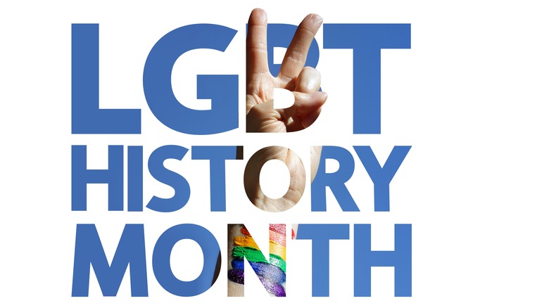 lgbtq history month logo hand sign