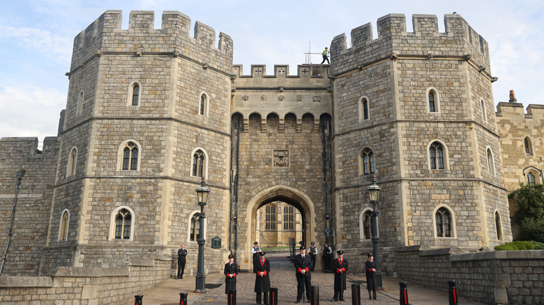 Guards stand outside Windsor castle