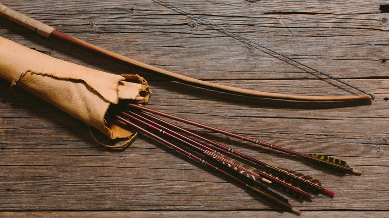 quiver wood bow arrows