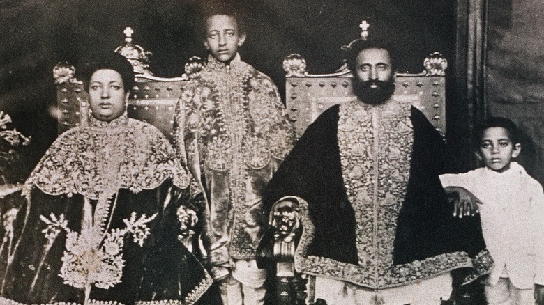 Haile Selassie on throne