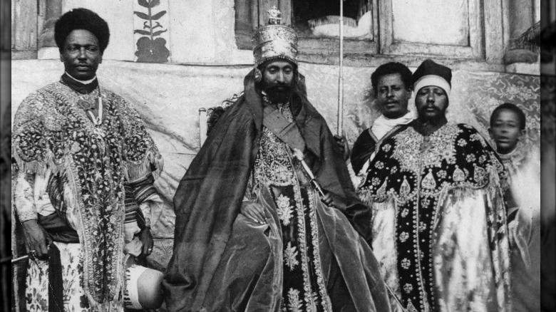 Rastafari King Selassie on throne