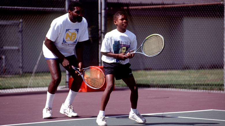 Richard and Serena Williams on tennis court